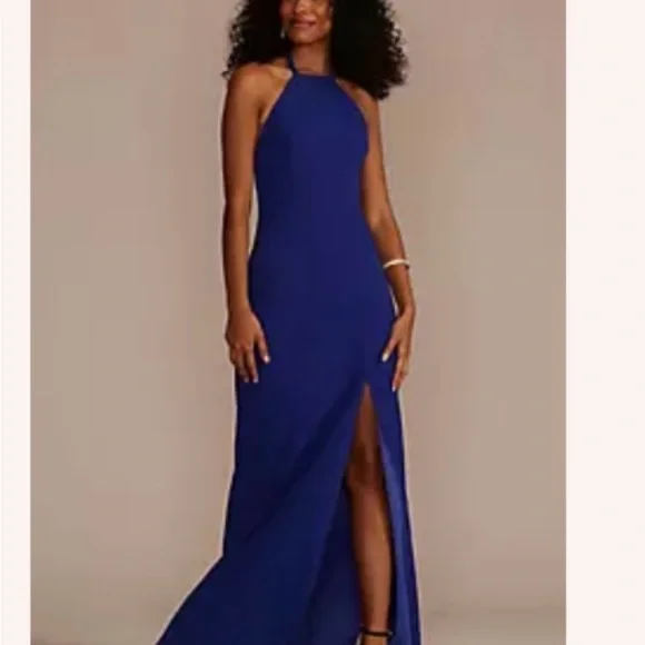 David's Bridal | Dresses | Davids Bridal Blue Halter Slit Gown | Poshmark David's Bridal | Dresses | Davids Bridal Blue Halter Slit Gown | Poshmark